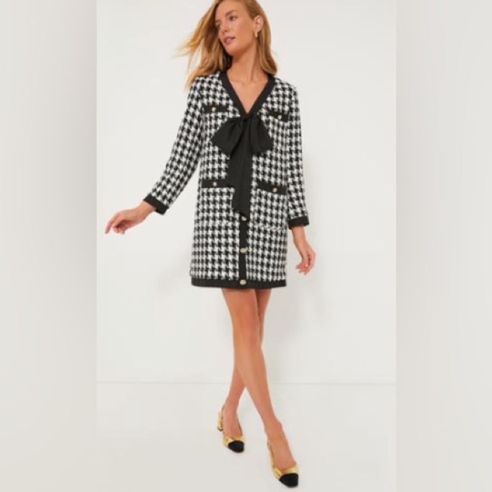 Pomander Place Black and White Houndstooth Dress